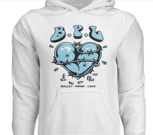 White and Blue BPL Hoodie